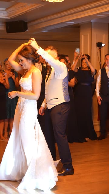 A bride twirled across a packed dance floor