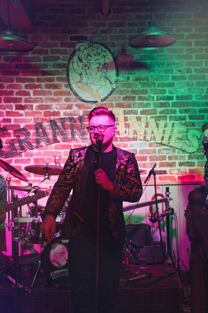 Adam on stage at Granny Annie’s
