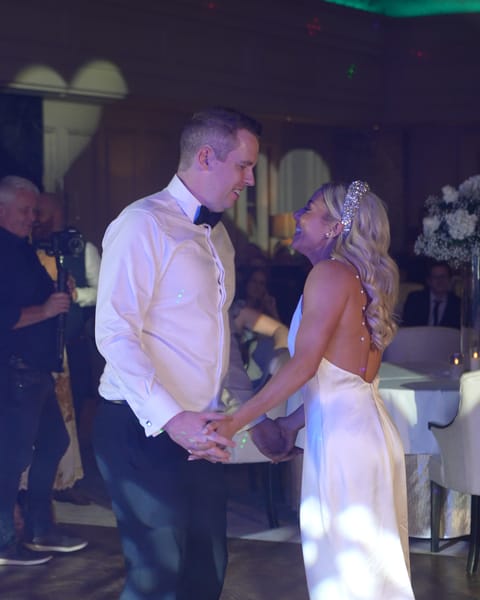 A bride and groom on the dance floor at Galgorm