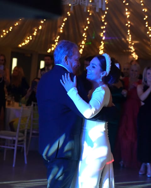 A first dance under the fairy lights at Killeavy Castle